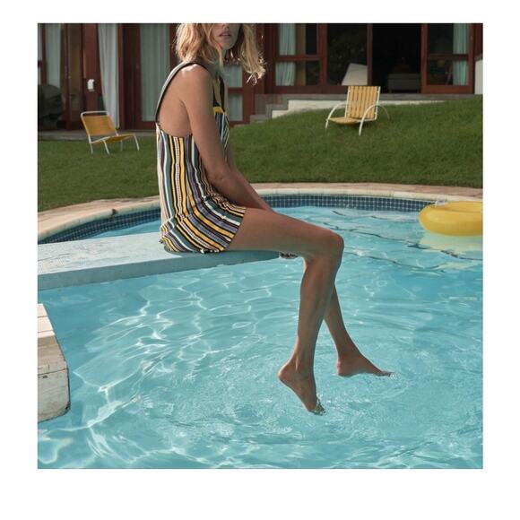 Zara Knit Multi Color Striped Romper Small Sleeveless Bohemian Lightweight - Picture 8 of 14